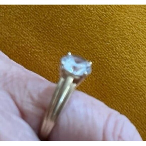 14K Solid Yellow Gold CZ 6 modern Classic Engagement Wedding Promise Ring 3.6 G - Picture 4 of 12